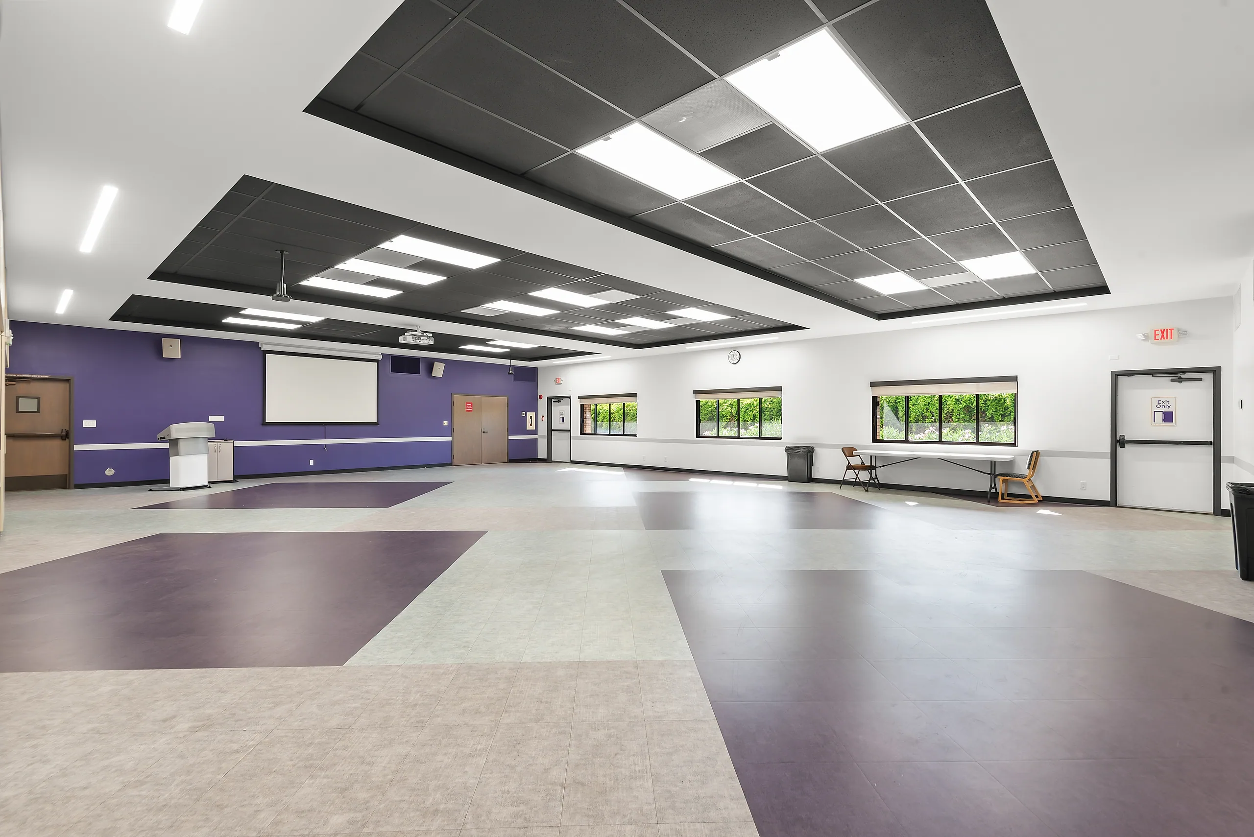 The adaptable indoor hall of the Donohue Center at Doheny Campus