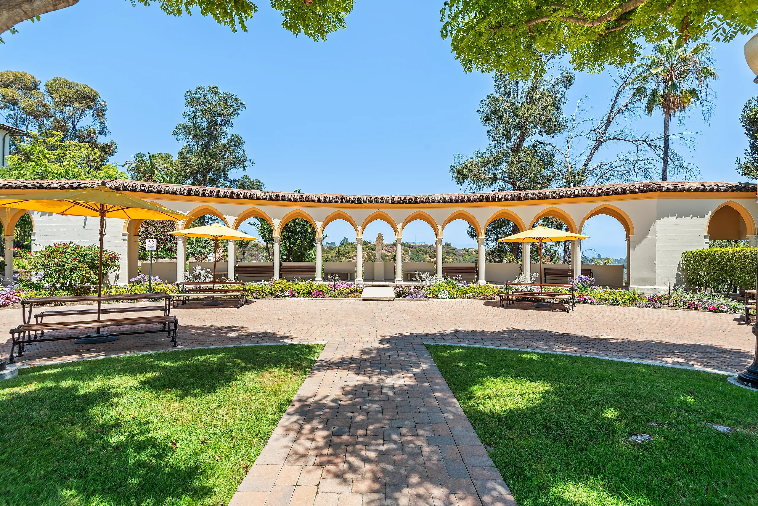 The arched colonnade of The Circle at the Chalon Campus of Mount Saint Mary’s University