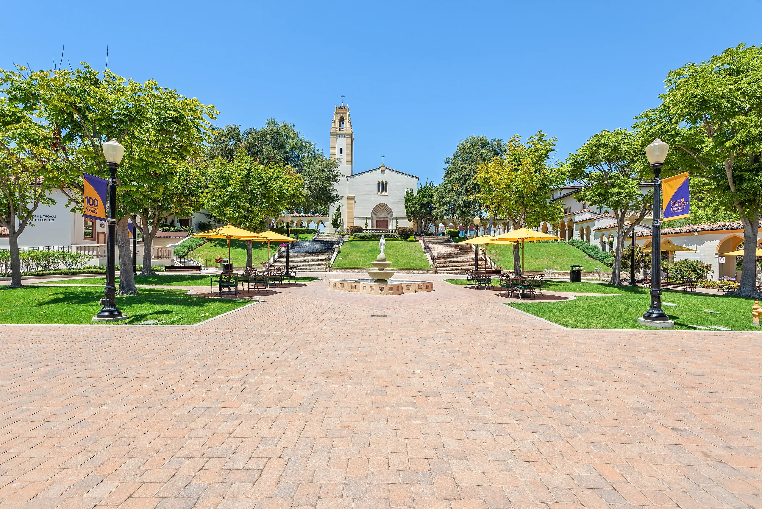 The Circle at Mount Saint Mary’s University Chalon Campus with Mary Chapel and campus buildings