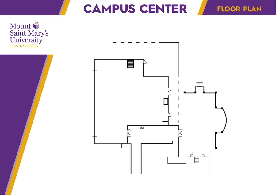 Dimensioned floor plan of Campus Center