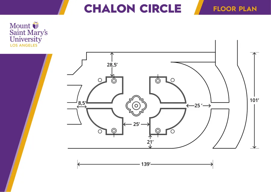 Dimensioned floor plan of The Circle